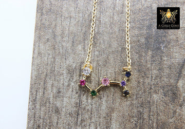 Scorpio Zodiac Necklace, Gold Filled Rainbow Horoscope Star Sign Constellation Choker - A Girls Gems